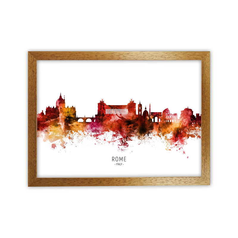 Rome Italy Skyline Red City Name Print by Michael Tompsett Oak Grain