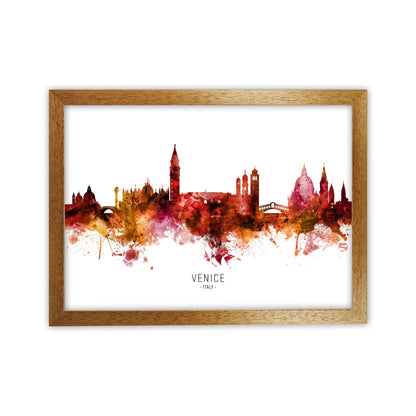 Venice Italy Skyline Red City Name Print by Michael Tompsett Oak Grain