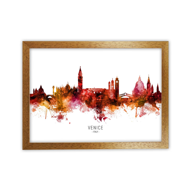 Venice Italy Skyline Red City Name Print by Michael Tompsett Oak Grain