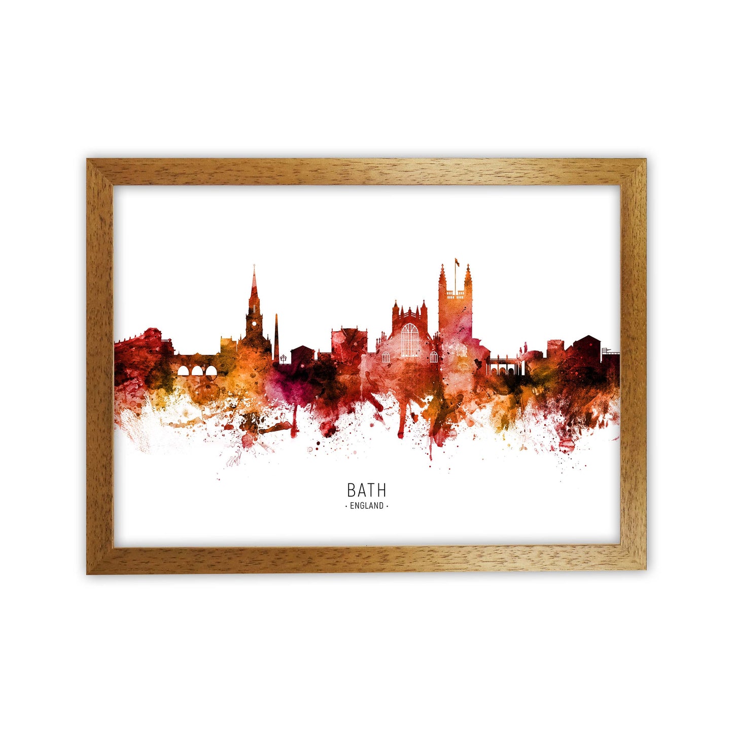Bath England Skyline Red City Name Print by Michael Tompsett Oak Grain