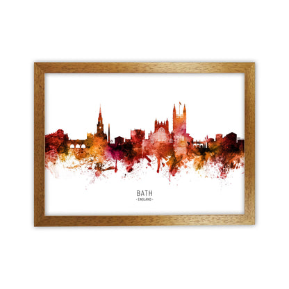 Bath England Skyline Red City Name Print by Michael Tompsett Oak Grain