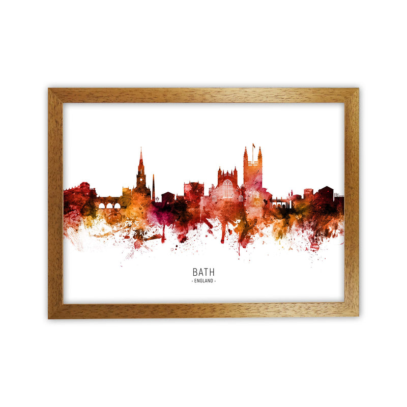 Bath England Skyline Red City Name Print by Michael Tompsett Oak Grain