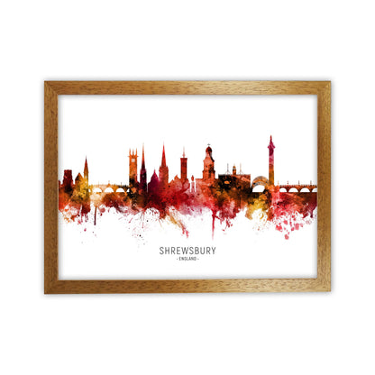 Shrewsbury England Skyline Red City Name  by Michael Tompsett Oak Grain