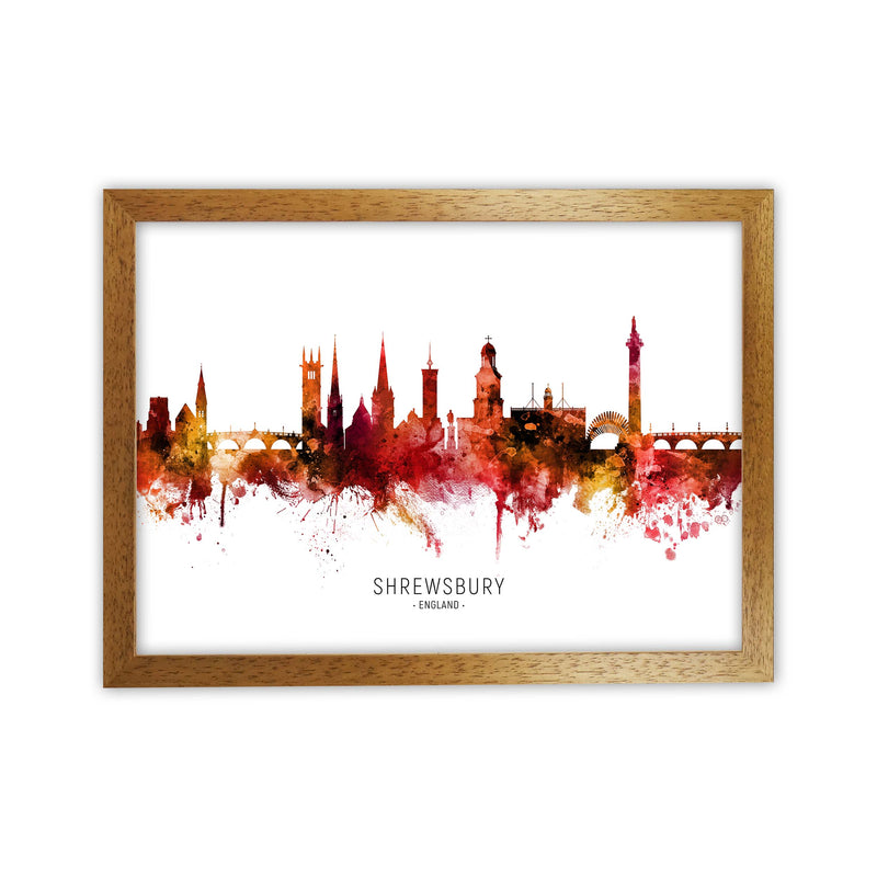 Shrewsbury England Skyline Red City Name  by Michael Tompsett Oak Grain