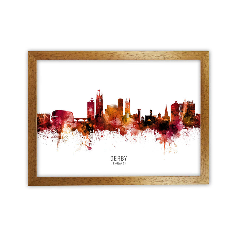 Derby England Skyline Red City Name Print by Michael Tompsett Oak Grain