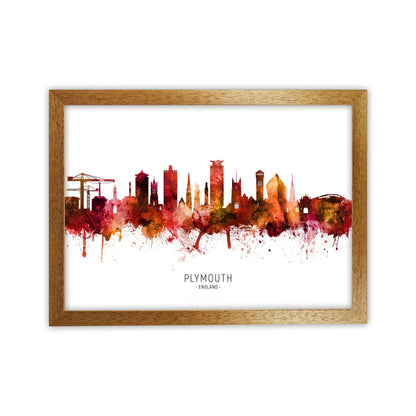 Plymouth England Skyline Red City Name  by Michael Tompsett Oak Grain