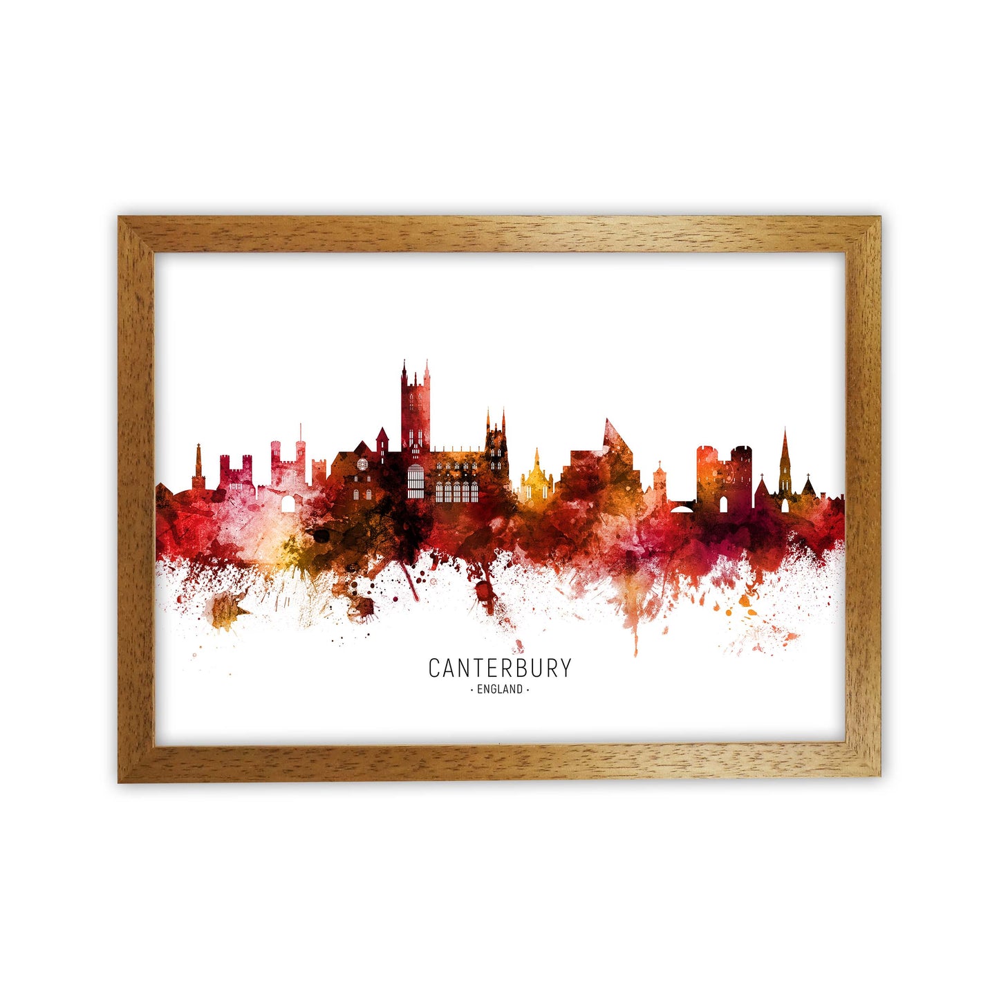 Canterbury England Skyline Red City Name  by Michael Tompsett Oak Grain