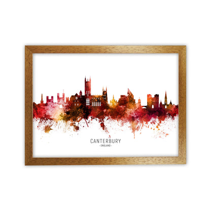Canterbury England Skyline Red City Name  by Michael Tompsett Oak Grain