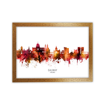 Galway Ireland Skyline Red City Name  by Michael Tompsett Oak Grain