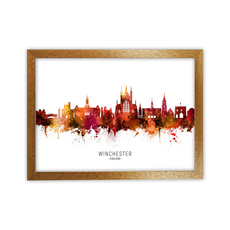 Winchester England Skyline Red City Name  by Michael Tompsett Oak Grain