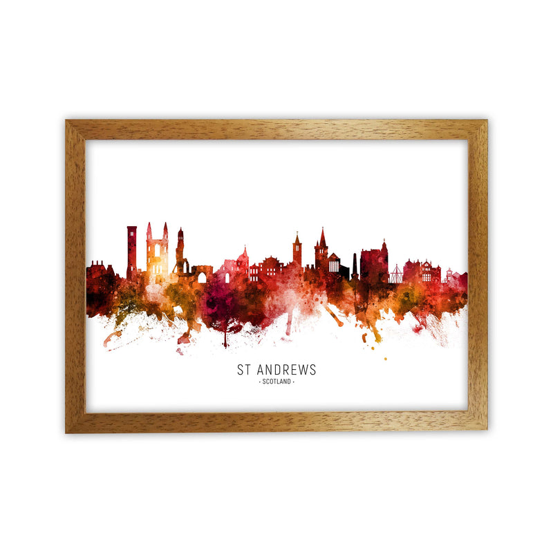 St Andrews Scotland Skyline Red City Name  by Michael Tompsett Oak Grain