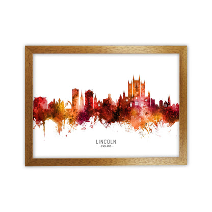 Lincoln England Skyline Red City Name  by Michael Tompsett Oak Grain