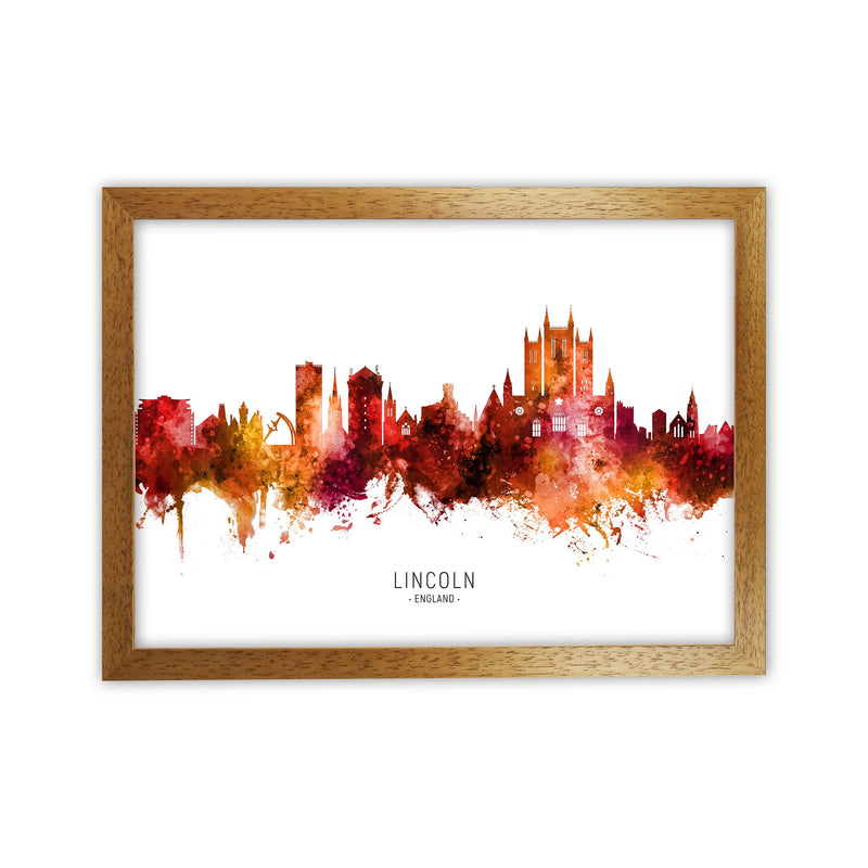 Lincoln England Skyline Red City Name  by Michael Tompsett Oak Grain