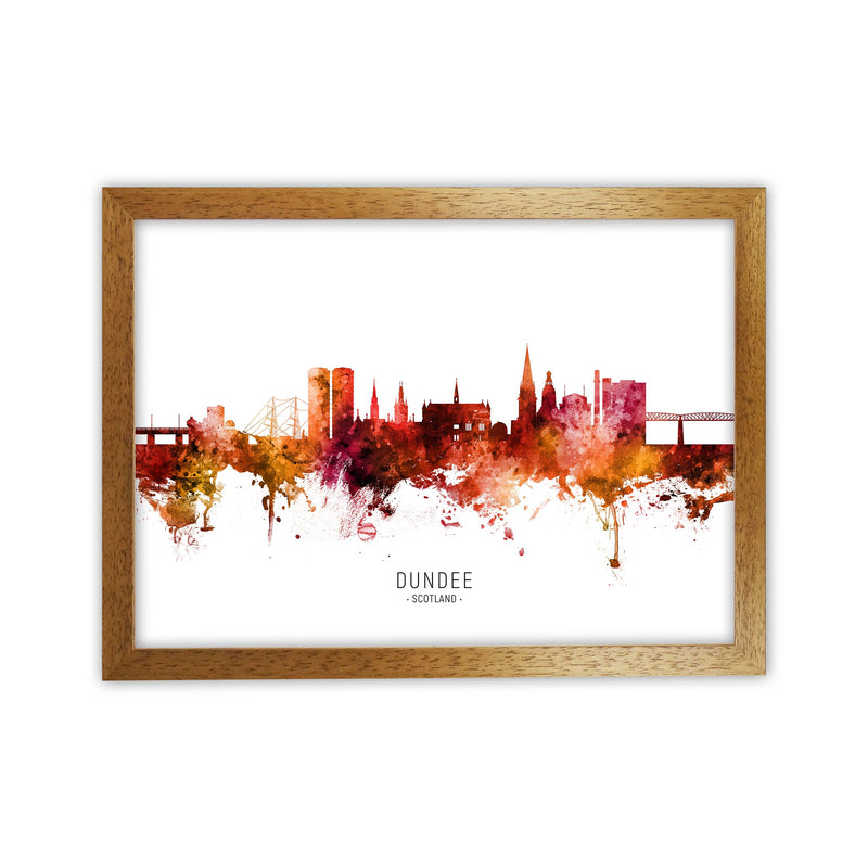 Dundee Scotland Skyline Red City Name  by Michael Tompsett Oak Grain