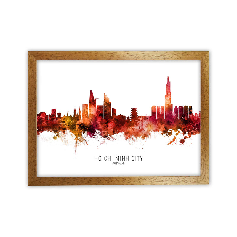 Ho Chi Minh City Vietnam Skyline Red City Name  by Michael Tompsett Oak Grain