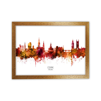 Cork Ireland Skyline Red City Name Print by Michael Tompsett Oak Grain
