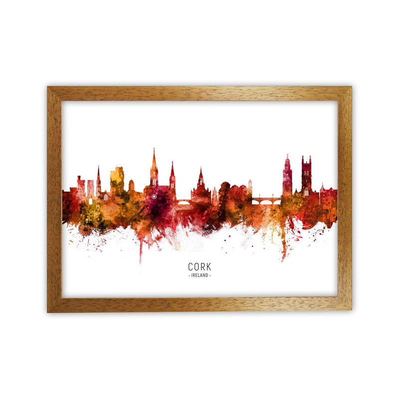 Cork Ireland Skyline Red City Name Print by Michael Tompsett Oak Grain