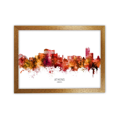 Athens Greece Skyline Red City Name Print by Michael Tompsett Oak Grain