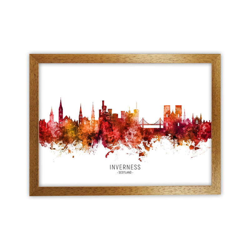 Inverness Scotland Skyline Red City Name  by Michael Tompsett Oak Grain