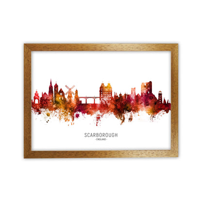 Scarborough England Skyline Red City Name  by Michael Tompsett Oak Grain