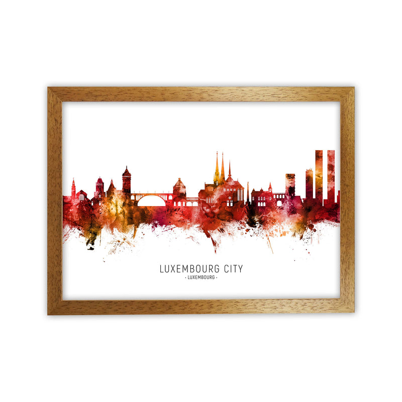 Luxembourg City Luxembourg Skyline Red City Name  by Michael Tompsett Oak Grain