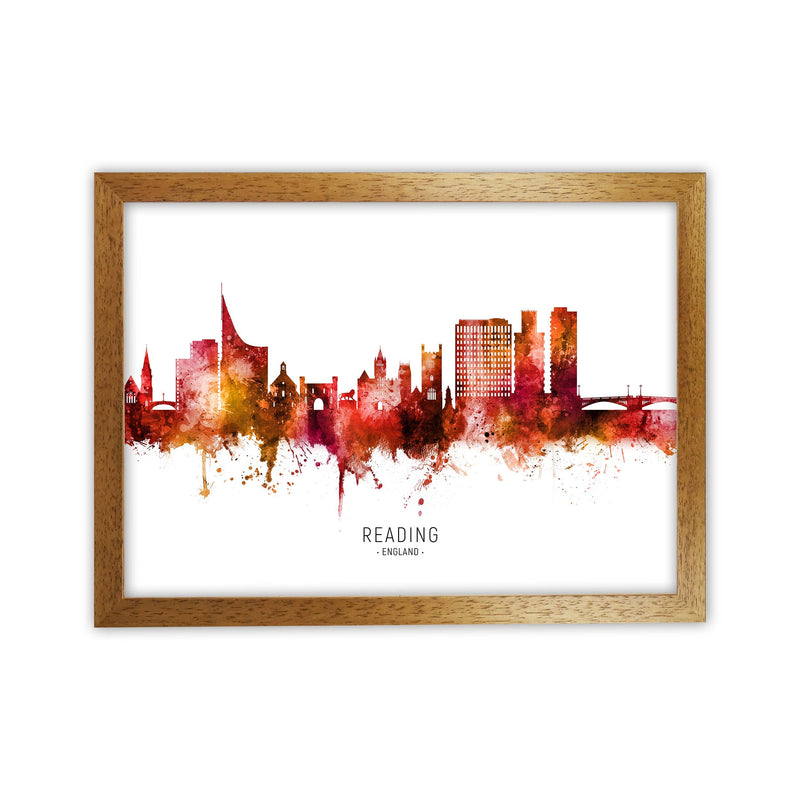 Reading England Skyline Red City Name  by Michael Tompsett Oak Grain