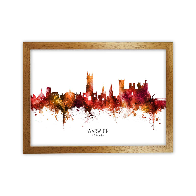 Warwick England Skyline Red City Name  by Michael Tompsett Oak Grain
