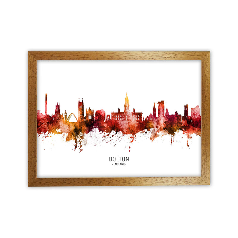 Bolton England Skyline Red City Name  by Michael Tompsett Oak Grain