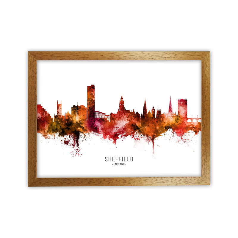 Sheffield England Skyline Red City Name  by Michael Tompsett Oak Grain