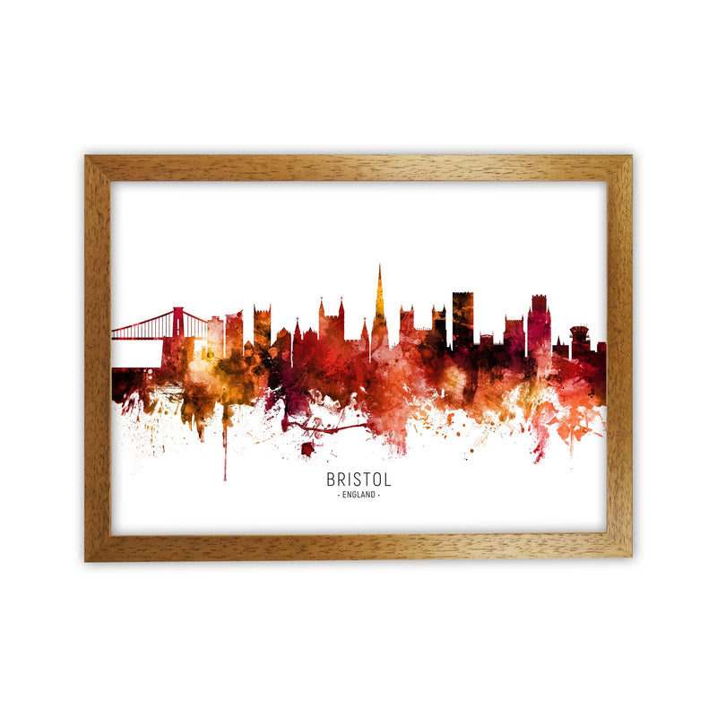 Bristol England Skyline Red City Name  by Michael Tompsett Oak Grain