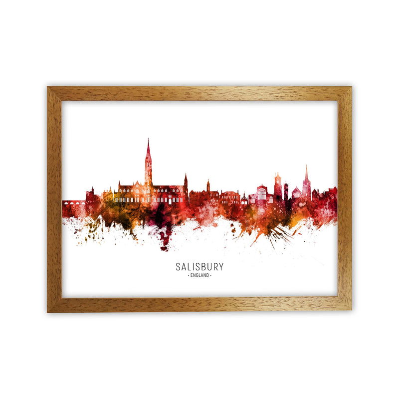Salisbury England Skyline Red City Name  by Michael Tompsett Oak Grain