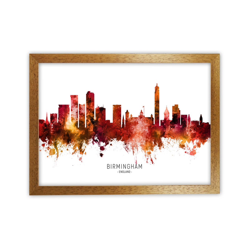 Birmingham England Skyline Red City Name  by Michael Tompsett Oak Grain