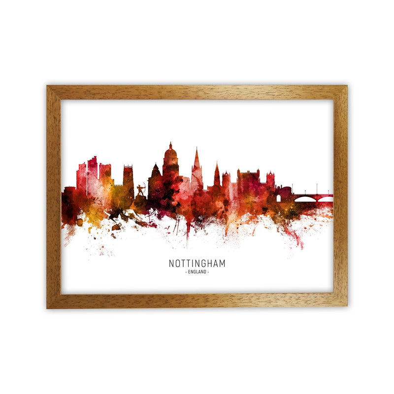 Nottingham England Skyline Red City Name  by Michael Tompsett Oak Grain