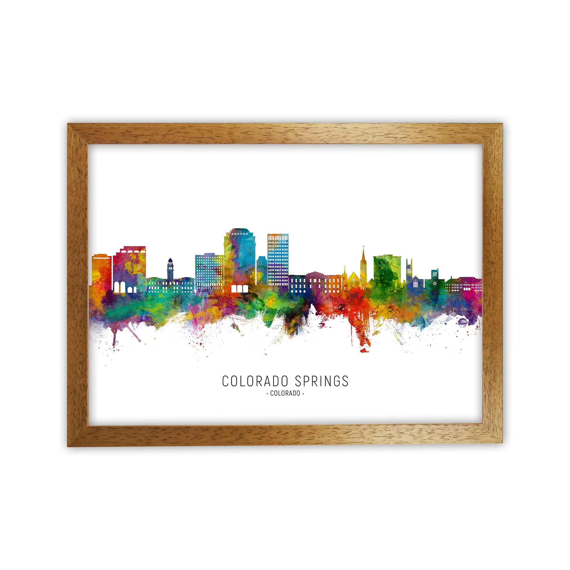 Colorado Springs Colorado Skyline Print by Michael Tompsett Oak Grain