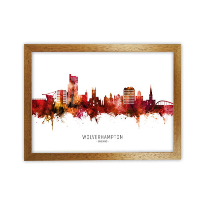 Wolverhampton England Skyline Red City Name  by Michael Tompsett Oak Grain