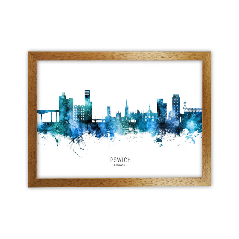 Ipswich England Skyline Blue City Name  by Michael Tompsett Oak Grain