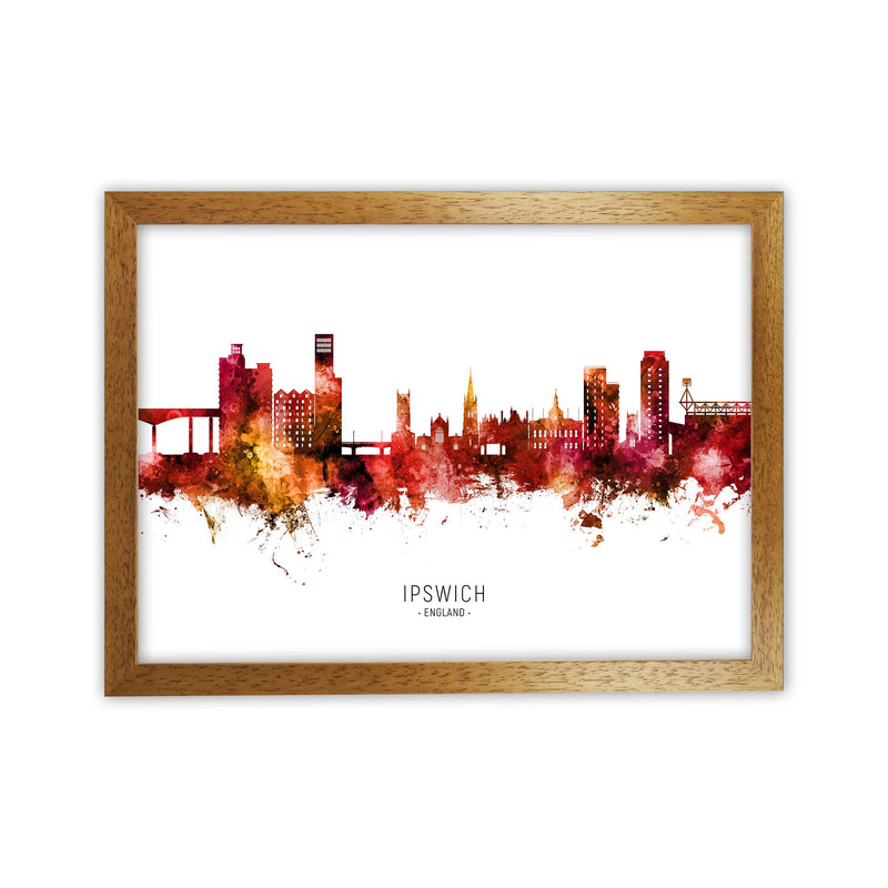 Ipswich England Skyline Red City Name  by Michael Tompsett Oak Grain