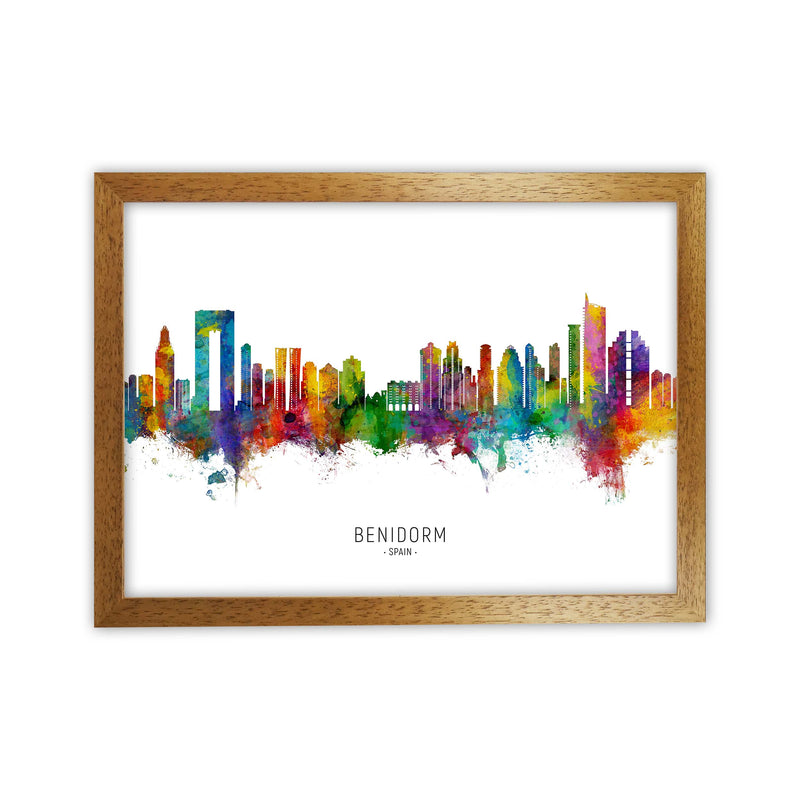 Benidorm Spain Skyline Art Print by Michael Tompsett Oak Grain