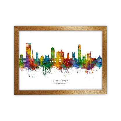 New Haven Connecticut Skyline Art Print by Michael Tompsett Oak Grain