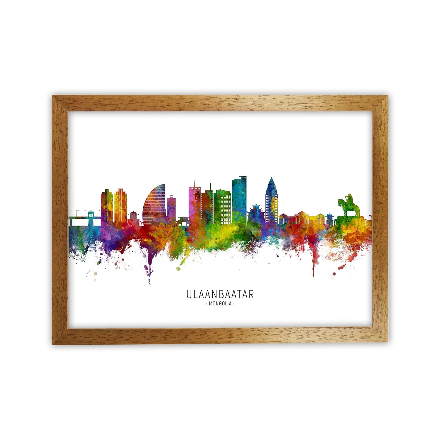 Ulaanbaatar Mongolia Skyline Art Print by Michael Tompsett Oak Grain