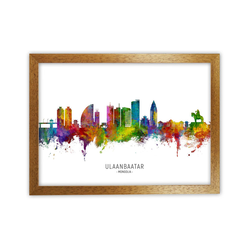 Ulaanbaatar Mongolia Skyline Art Print by Michael Tompsett Oak Grain