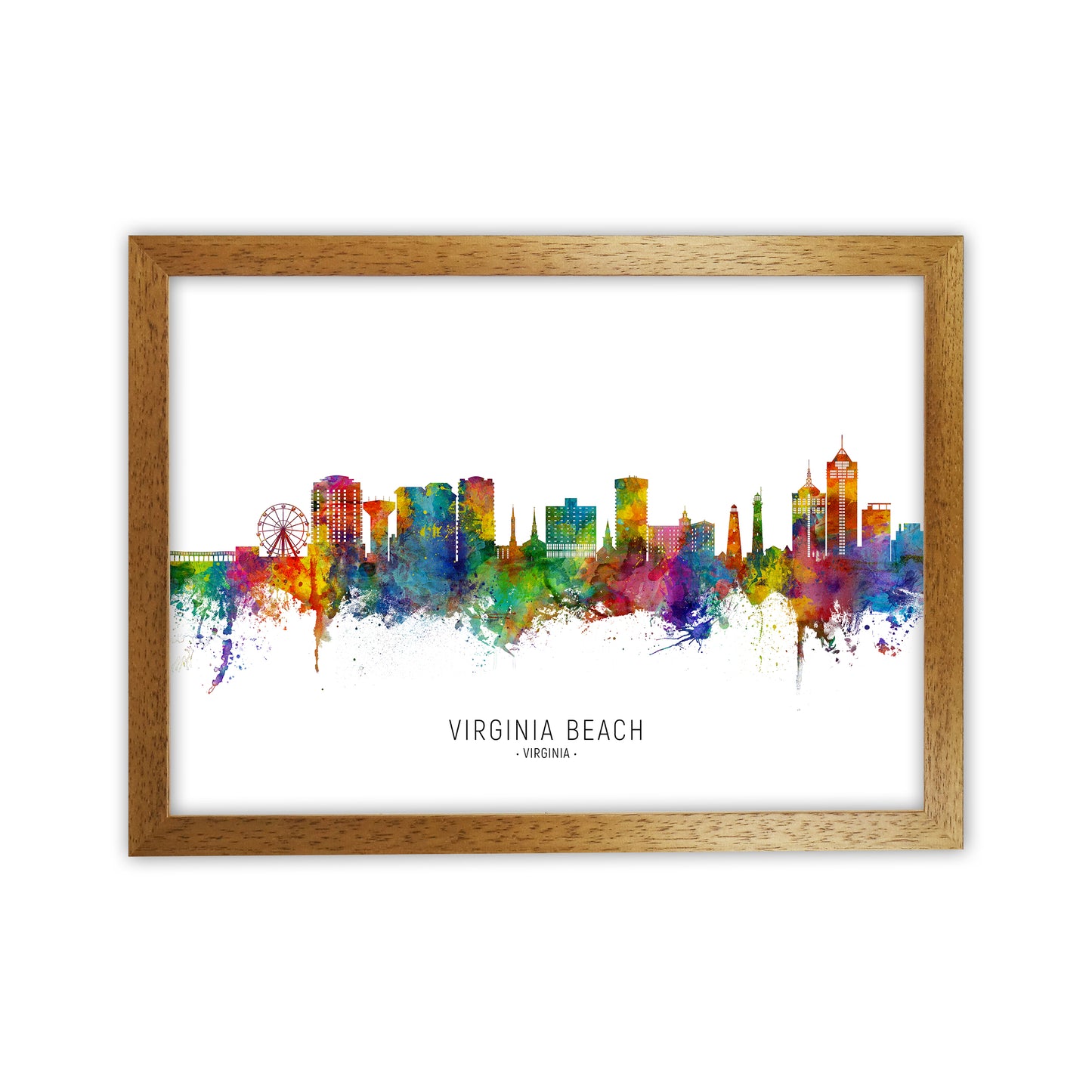 Virginia Beach Virginia Skyline  Art Print by Michael Tompsett Oak Grain