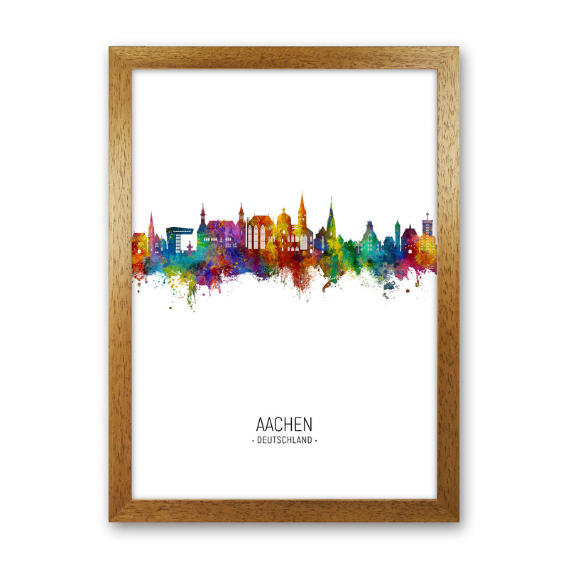 Aachen Deutschland Skyline Portrait Art Print by Michael Tompsett Oak Grain