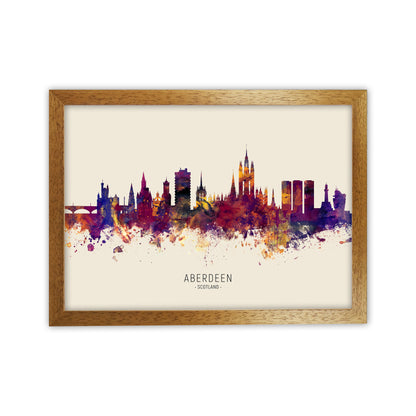 Aberdeen Scotland Skyline Autumn City Name Art Print by Michael Tompsett Oak Grain