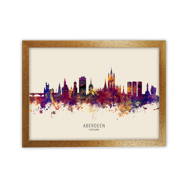 Aberdeen Scotland Skyline Autumn City Name Art Print by Michael Tompsett Oak Grain