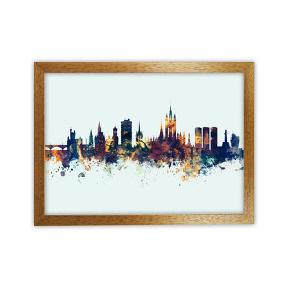 Aberdeen Scotland Skyline Blue Orange Art Print by Michael Tompsett Oak Grain