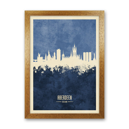 Aberdeen Scotland Skyline Portrait Navy Art Print by Michael Tompsett Oak Grain