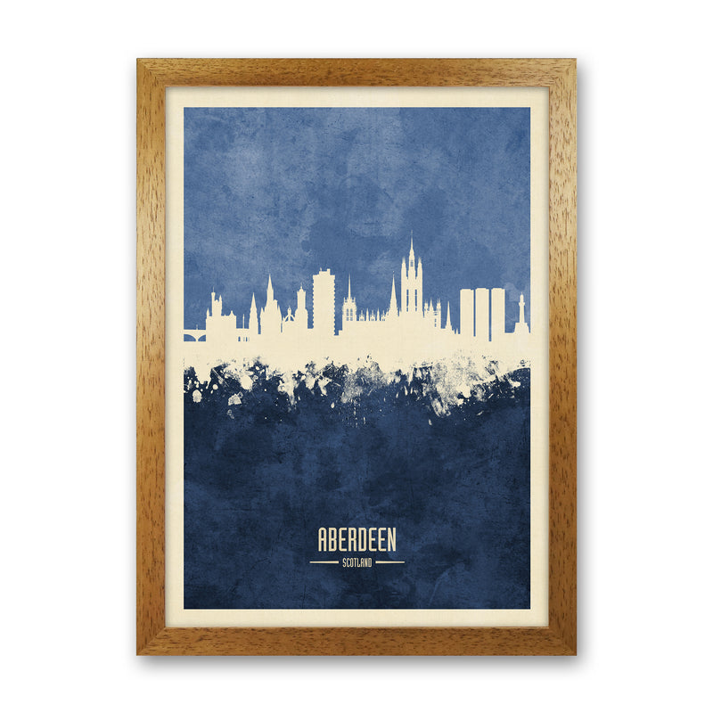 Aberdeen Scotland Skyline Portrait Navy Art Print by Michael Tompsett Oak Grain