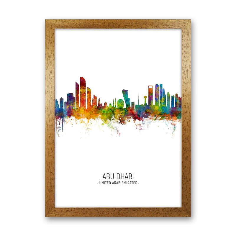 Abu Dhabi United Arab Emirates Skyline Portrait Art Print by Michael Tompsett Oak Grain