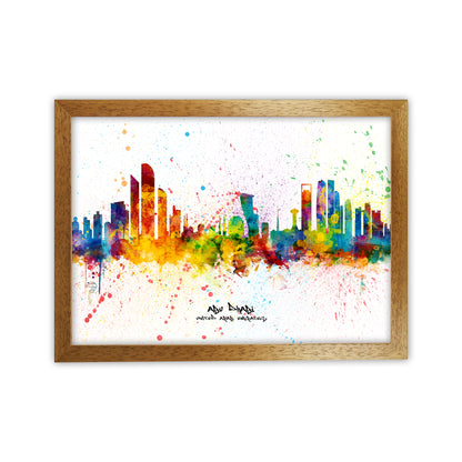 Abu Dhabi United Arab Emirates Skyline Splash Art Print by Michael Tompsett Oak Grain